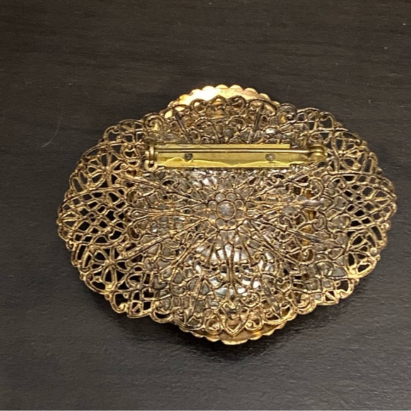 Stunning Vintage Watermelon Intaglio Cameo Grass Brooch 29.8g - Picture 8 of 11